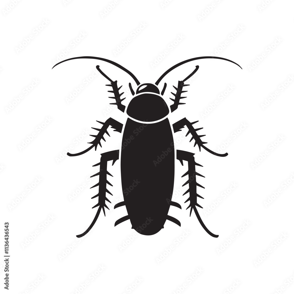A mustachioed cockroach. Arthropod insect, cockroach single icon in black style vector symbol stock isometric illustration web. A mustachioed cockroach. Arthropod insect, cockroach single icon in black style vector symbol stock isometric illustration web.