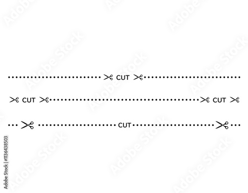 ハサミと切り取り線のイラスト　破線　点線