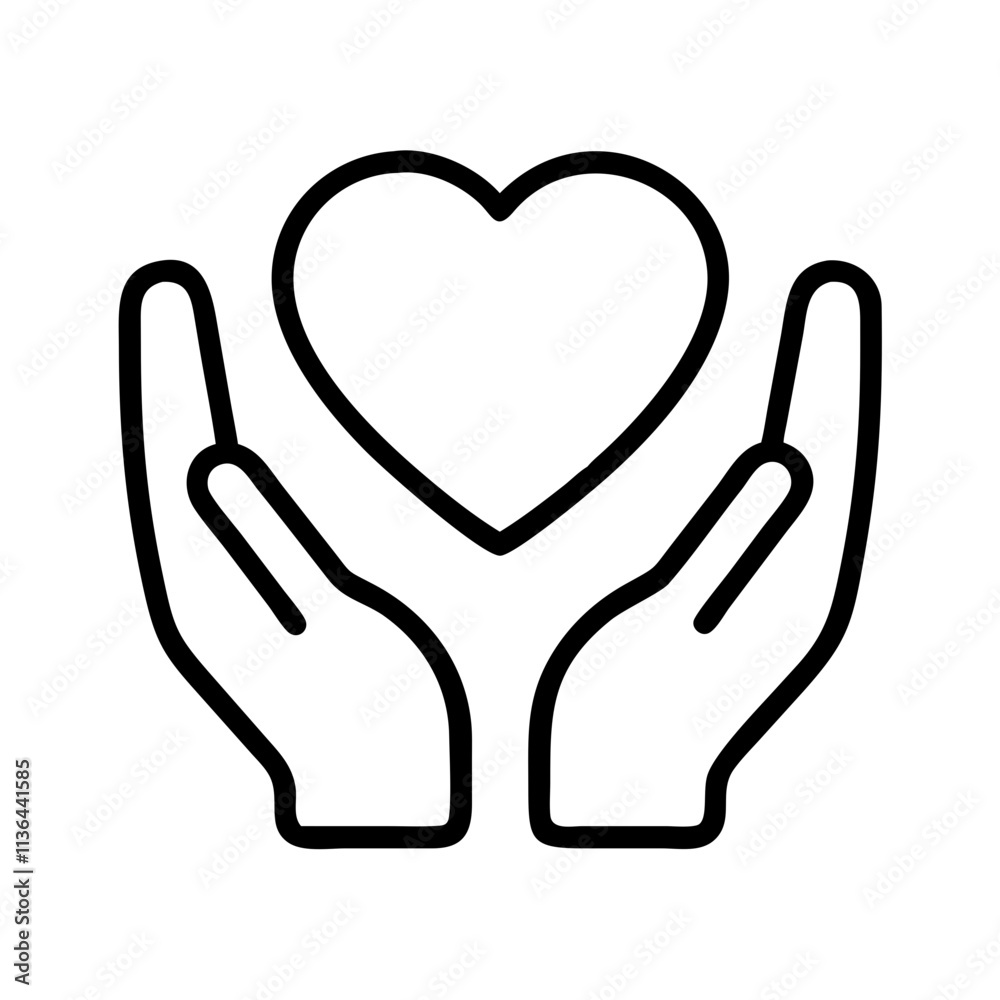 heart hands symbol icon, day of friendship line art, friendship day icon - simple black line art icon of heart hands symbol, symbolizing day of friendship celebrations. day of friendship vector art.
