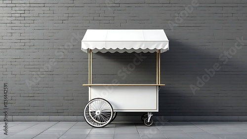 white street vending cart for mockup photo