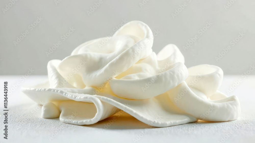 Soft white porcelain sculpture with curved interwoven shapes Soft white porcelain sculpture with curved interwoven shapes