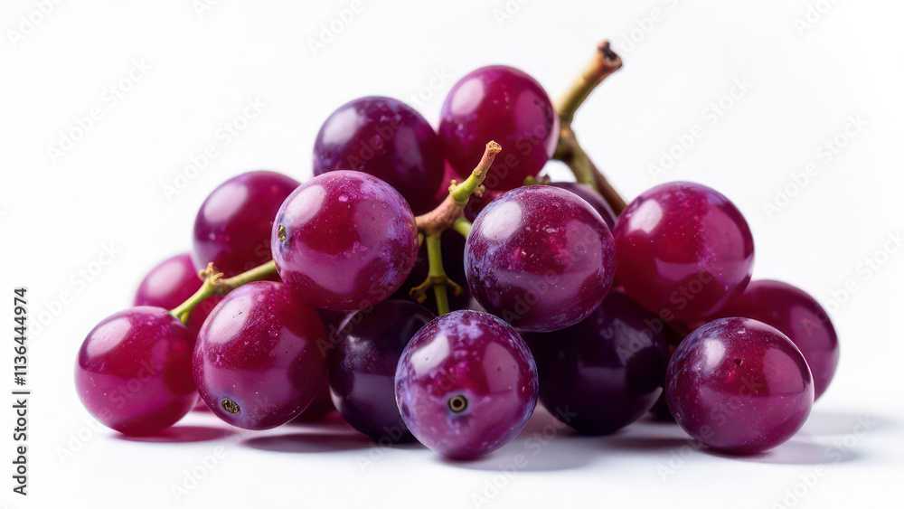 Cluster of fresh purple grapes on white background Cluster of fresh purple grapes on white background