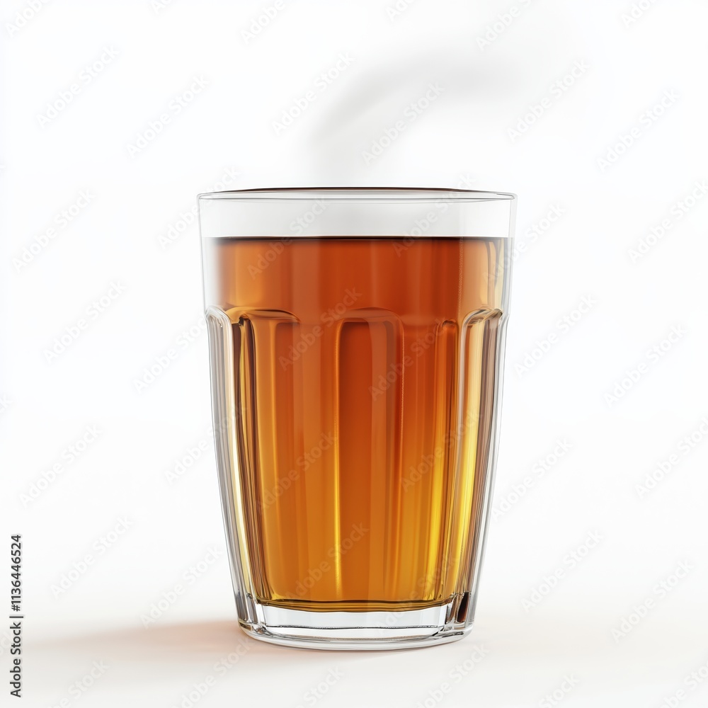 Isolated 3D rendering of hot Thai tea in a traditional glass with steam rising against a pure white background Isolated 3D rendering of hot Thai tea in a traditional glass with steam rising against a pure white background