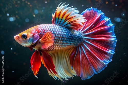 Candy Koi Betta Fish, Vibrant Colorful Siamese Fighting Fish, Aquatic Pet, Stunning Betta,  Rule of Thirds Composition, Underwater Photography photo