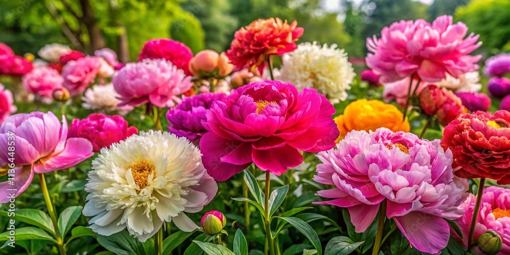 Captivating Display of Different Color Peonies in Full Bloom Showcasing Nature's Vibrant Palette and Delicate Petals for Floral Enthusiasts and Garden Lovers Captivating Display of Different Color Peonies in Full Bloom Showcasing Nature's Vibrant Palette and Delicate Petals for Floral Enthusiasts and Garden Lovers