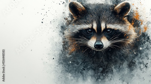 Detailed illustration raccoon with artistic effects photo