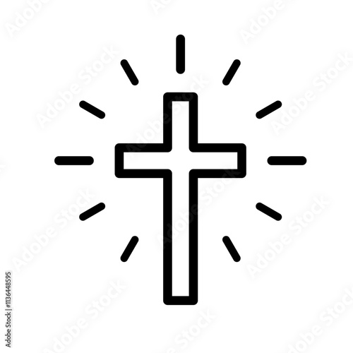 Christian cross with rays of grace - vector illustration