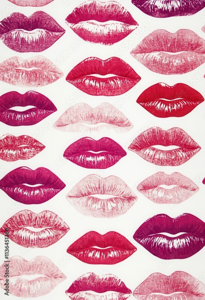 Red Lipstick Kisses Pattern Background Design Red Lipstick Kisses Pattern Background Design