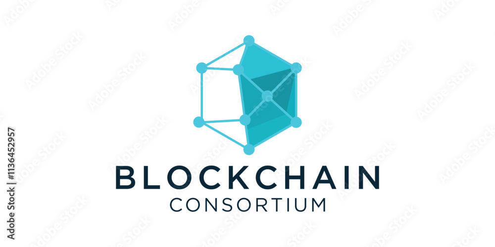 Fototapeta premium Hexagon molecular technology logo, abstract molecule logo
