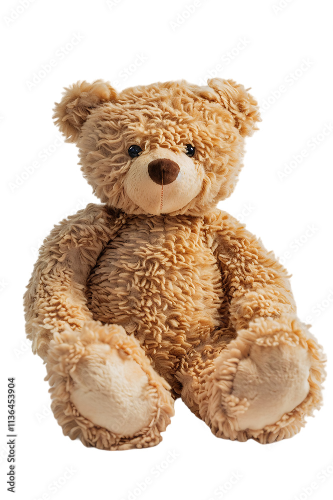 Fototapeta premium A Fluffy Teddy Bear, Isolated on a Transparent Background, Ideal for Children's, Toys, or Cuddly-Themed Designs