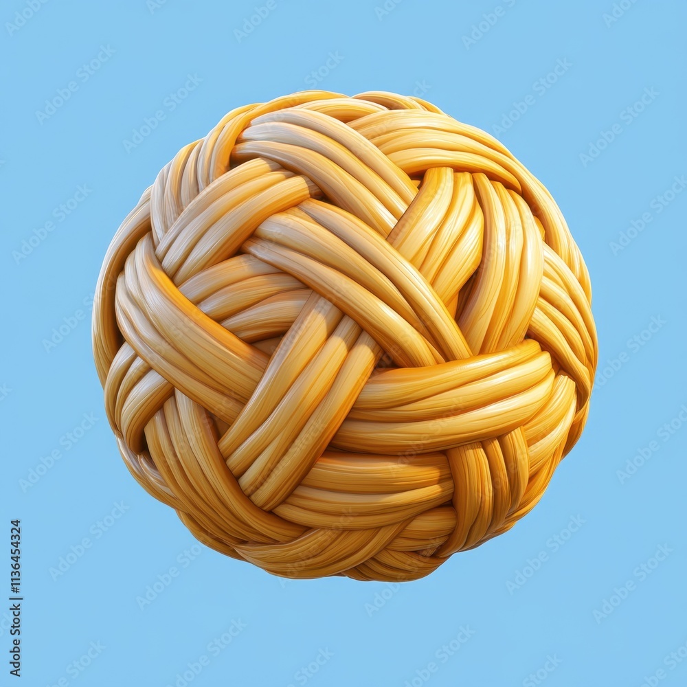 Tangled Pasta Ball On Blue Background Tangled Pasta Ball On Blue Background