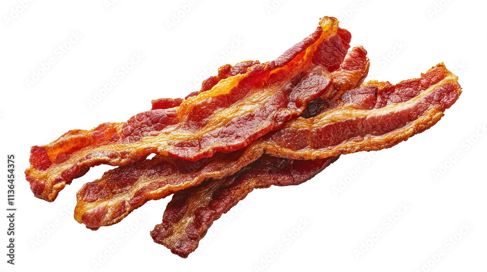 Crispy Strips of Delicious Bacon on Transparent Background Crispy Strips of Delicious Bacon on Transparent Background