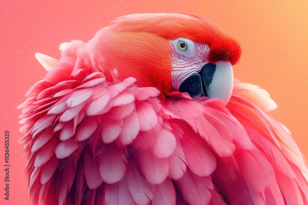 Fototapeta premium Close-up of vibrant pink parrot with detailed colorful feathers AI generated