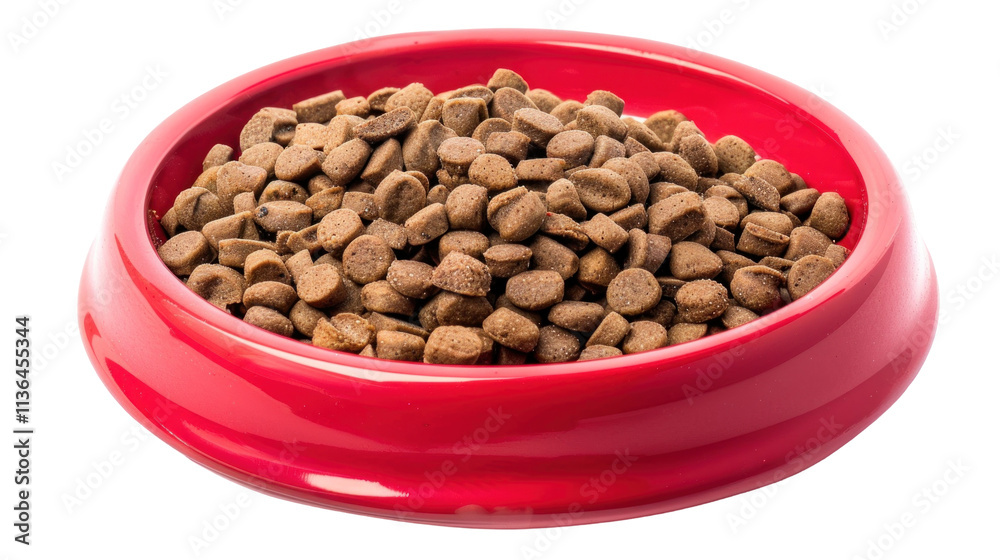 Red Pet Food Bowl with Dry Kibble Red Pet Food Bowl with Dry Kibble
