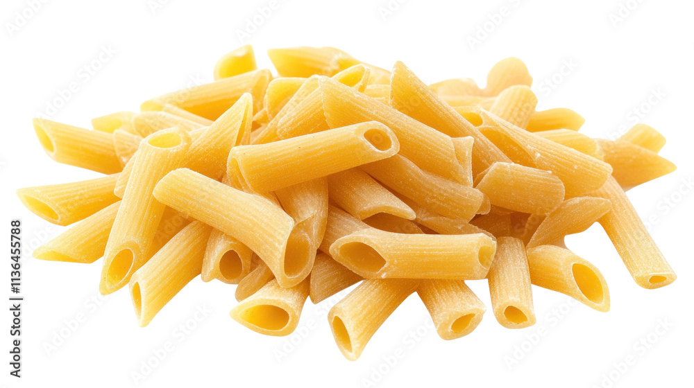 Fototapeta premium Pile of Raw Pasta Tubes on Transparent Background