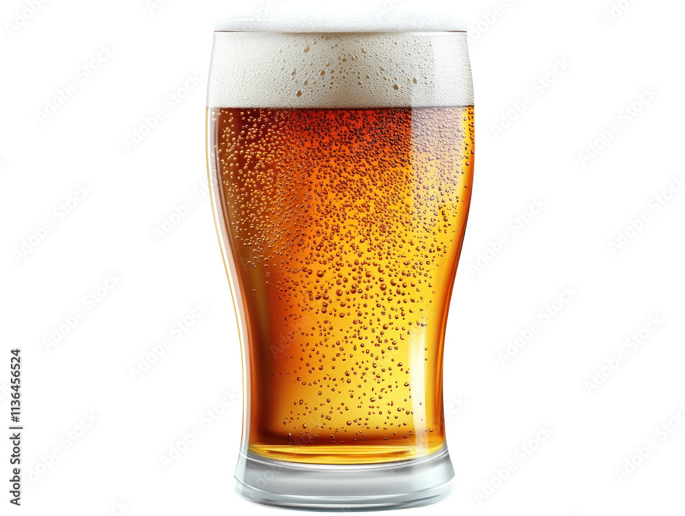 Refreshing Glass of Beer with Foam and Bubbles Refreshing Glass of Beer with Foam and Bubbles