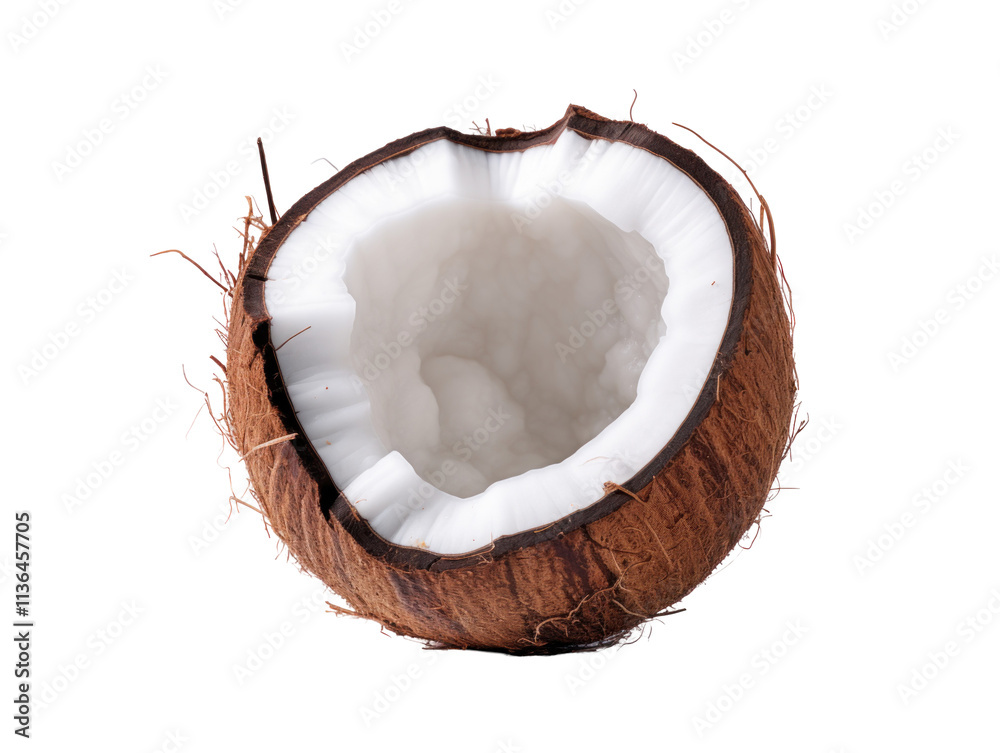 Fresh Coconut Halves with White Flesh Inside