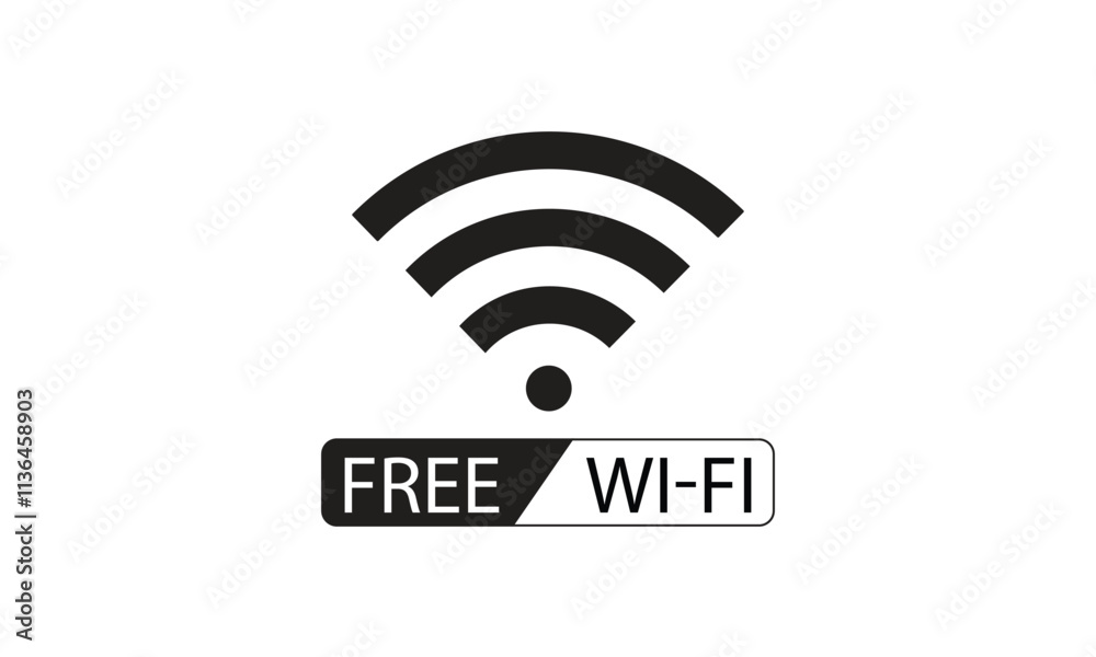 free wifi icon. free Wi-Fi printable sticker for cafe, shop, restaurant, on transparent background. vector illustration free wifi icon. free Wi-Fi printable sticker for cafe, shop, restaurant, on transparent background. vector illustration