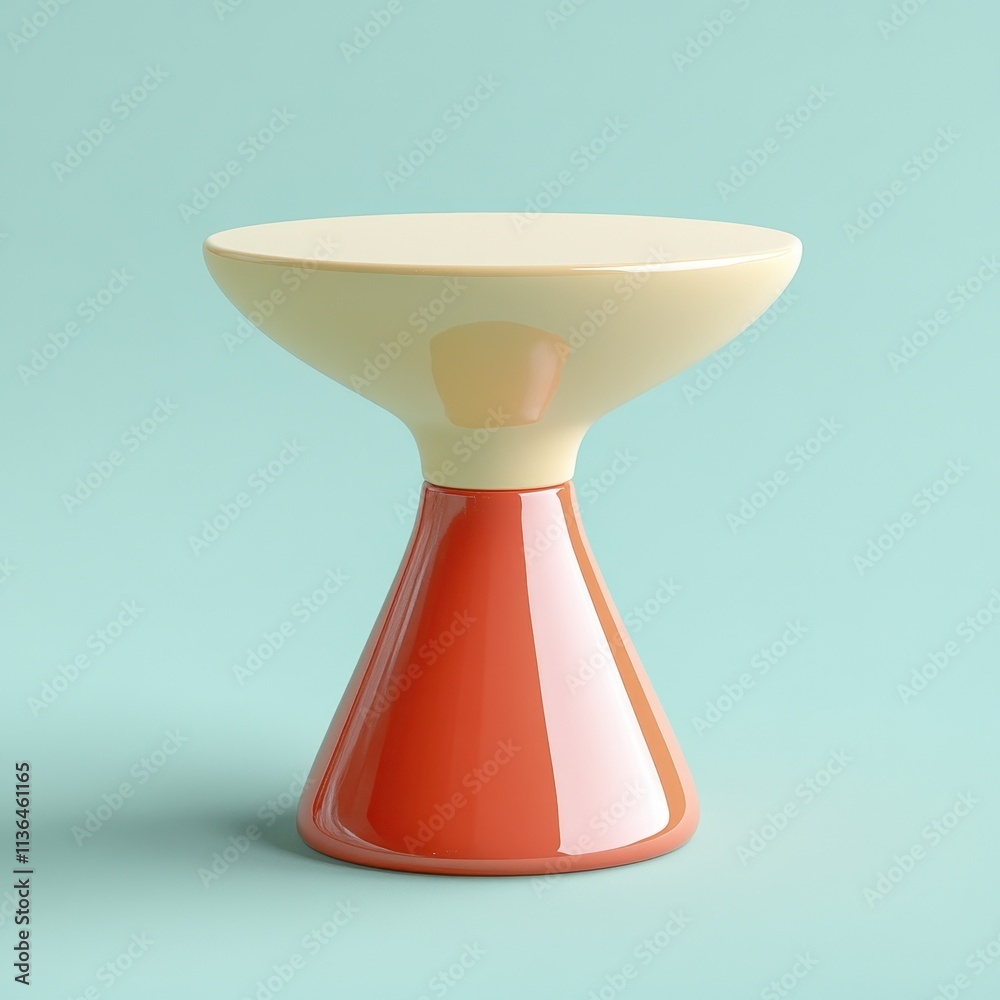 Minimalist Ceramic Bowl on Turquoise Background Minimalist Ceramic Bowl on Turquoise Background
