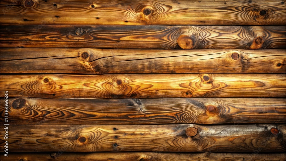 Naklejka premium Rustic Horizontal Wooden Planks Texture Background Showing Knots and Grain