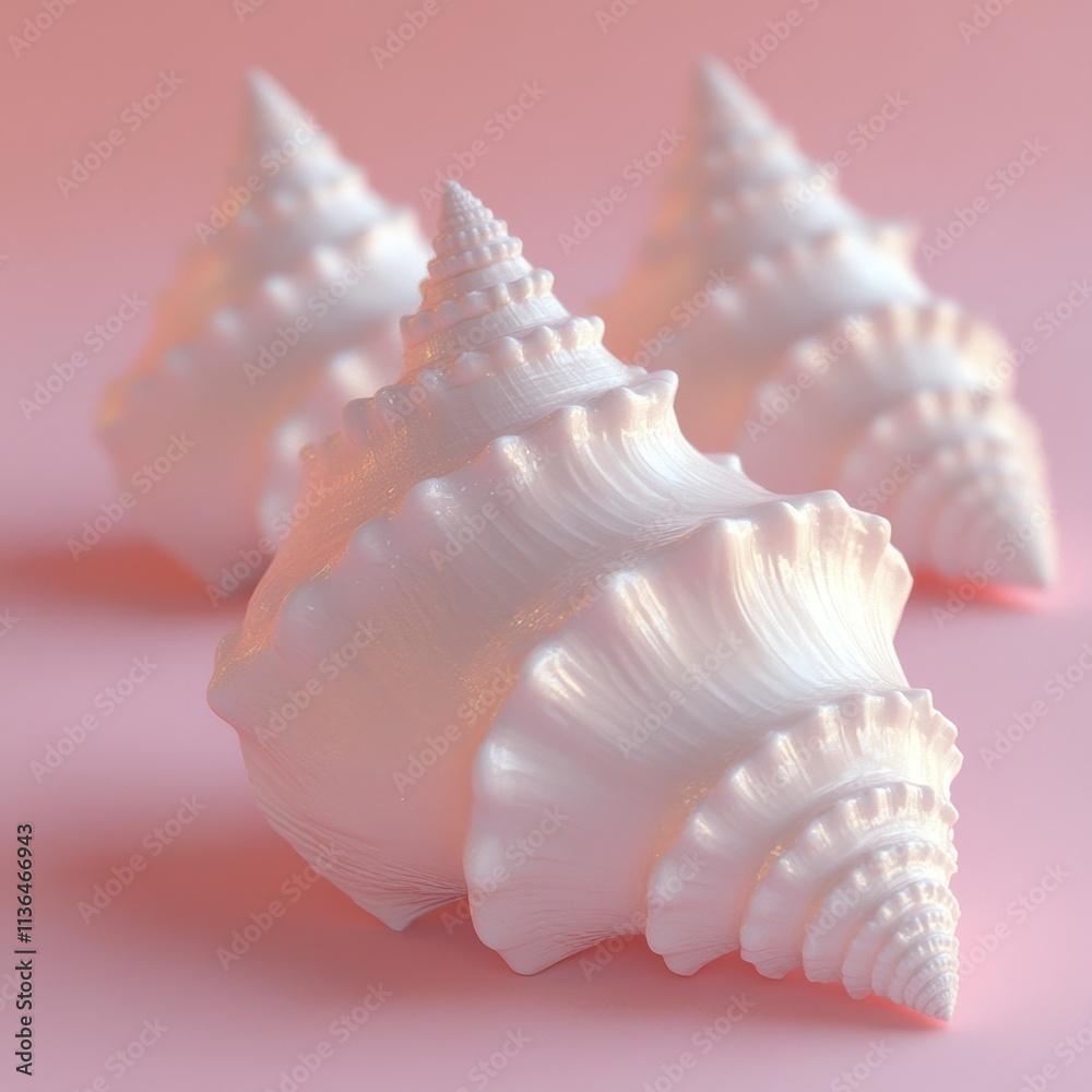 Seashell Symmetry: A Delicate Dance on Soft Pink Seashell Symmetry: A Delicate Dance on Soft Pink