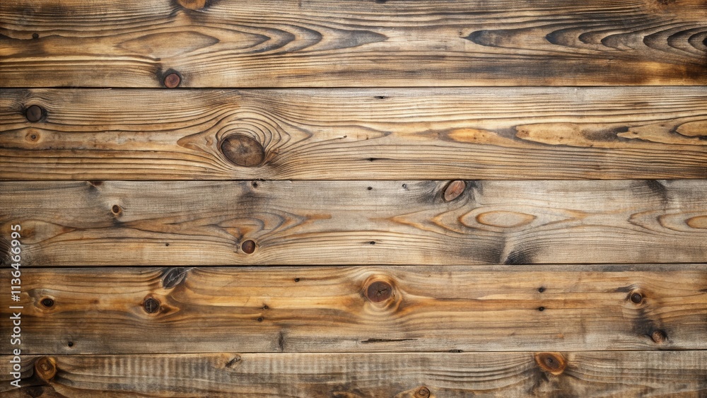 Naklejka premium Rustic Weathered Wood Planks Background Texture with Natural Knots and Grain