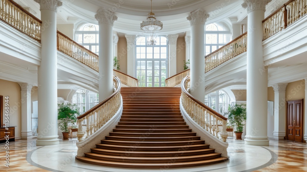 Elegant Grand Staircase in Opulent Historic Building Interior Elegant Grand Staircase in Opulent Historic Building Interior