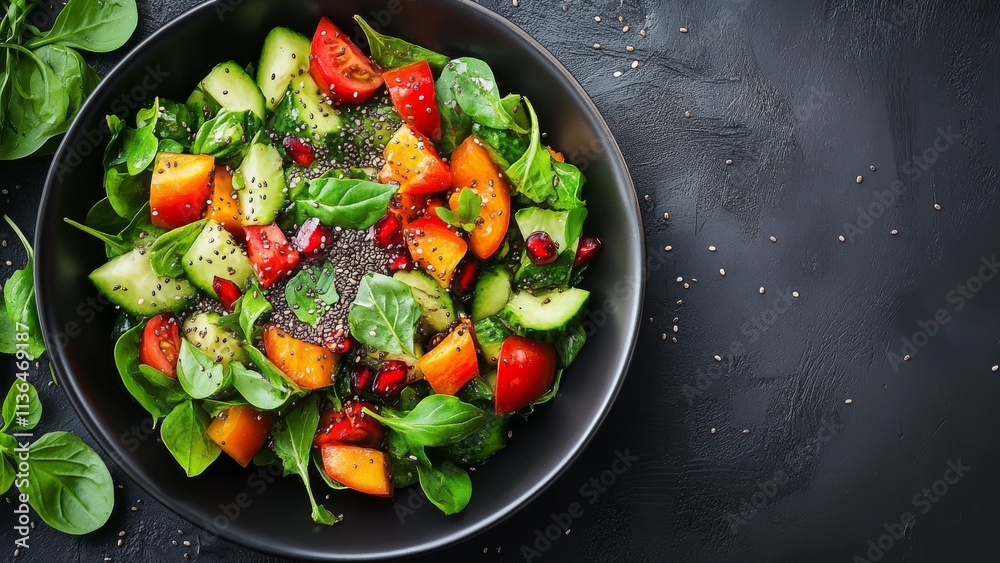 Fresh vegetable salad with vibrant colors and textures Fresh vegetable salad with vibrant colors and textures