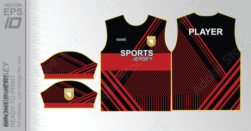 Modern ready-to-print jersey design with dynamic lines and vibrant colors. Perfect for football, basketball, cycling, or sportswear. High-quality, customizable vector file for instant printing.