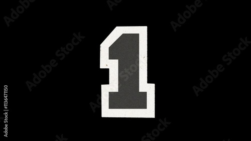 Number 1 Animation on a Black Background with Montage Effects