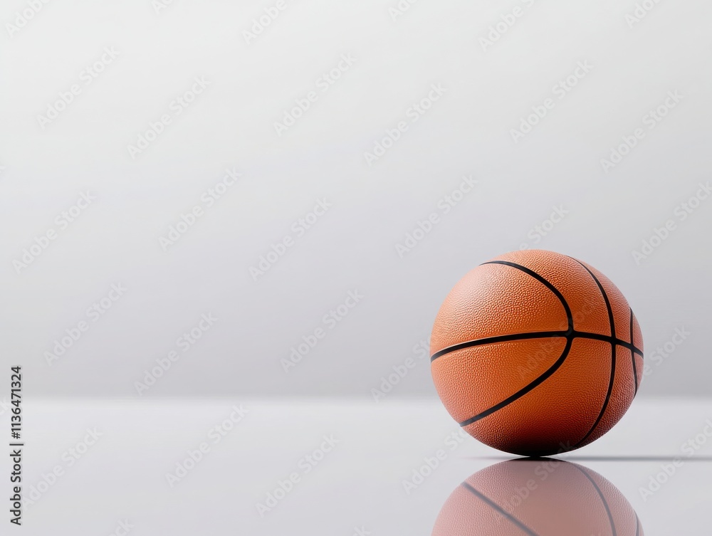 An isolated basketball with smooth surface, reflecting light against a neutral background, perfect for sports-themed projects. An isolated basketball with smooth surface, reflecting light against a neutral background, perfect for sports-themed projects.