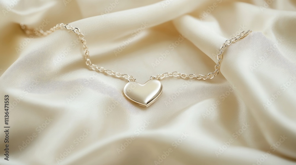 Elegant Gold Heart Pendant on Satin Fabric for Jewelry Display Elegant Gold Heart Pendant on Satin Fabric for Jewelry Display
