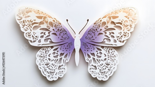 Butterfly Formed With Paper Cut Art, Abstract Image, Texture, Pattern Background, Wallpaper, Cover and Screen of Smartphone, PC, Laptop, 9:16 and 16:9 Format