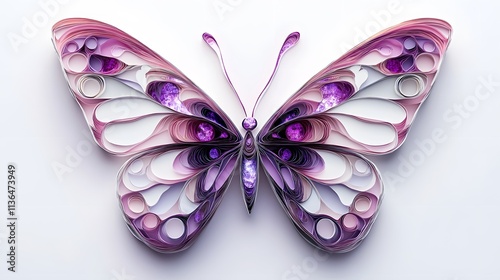 Butterfly Formed With Paper Cut Art, Abstract Image, Texture, Pattern Background, Wallpaper, Cover and Screen of Smartphone, PC, Laptop, 9:16 and 16:9 Format