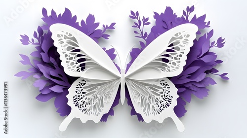Butterfly Formed With Paper Cut Art, Abstract Image, Texture, Pattern Background, Wallpaper, Cover and Screen of Smartphone, PC, Laptop, 9:16 and 16:9 Format