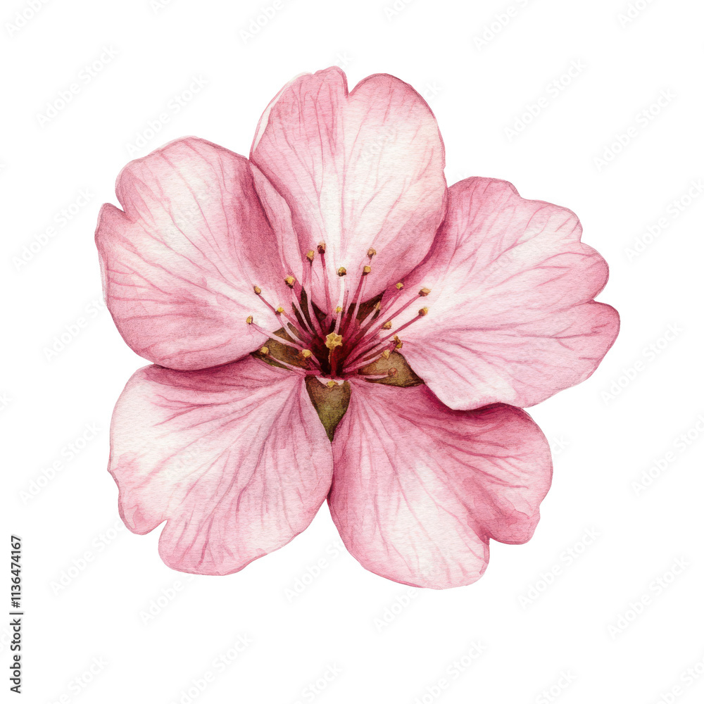 Naklejka premium Spring flowers with pink cherry blossoms and falling petals vector illustration on transparent background