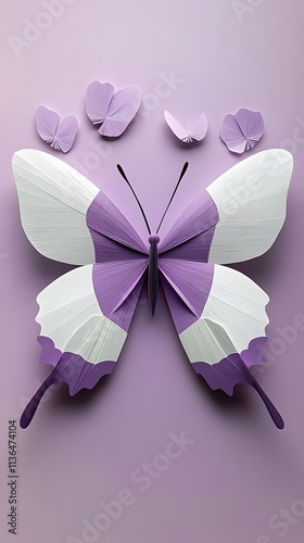 Butterfly Formed With Paper Cut Art, Abstract Image, Texture, Pattern Background, Wallpaper, Cover and Screen of Smartphone, PC, Laptop, 9:16 and 16:9 Format