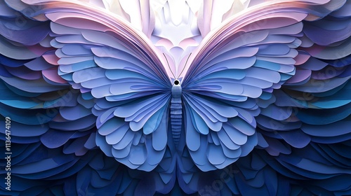 Butterfly Formed With Paper Cut Art, Abstract Image, Texture, Pattern Background, Wallpaper, Cover and Screen of Smartphone, PC, Laptop, 9:16 and 16:9 Format