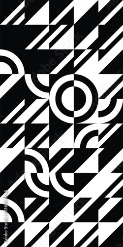 Black and white retro geome...