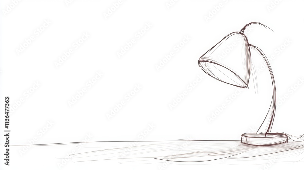 Minimalistic Sketch of a Desk Lamp on a White Background Minimalistic Sketch of a Desk Lamp on a White Background
