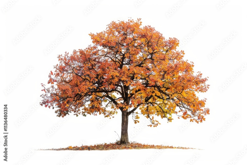 Vibrant autumn tree isolated on white background nature concept Vibrant autumn tree isolated on white background nature concept