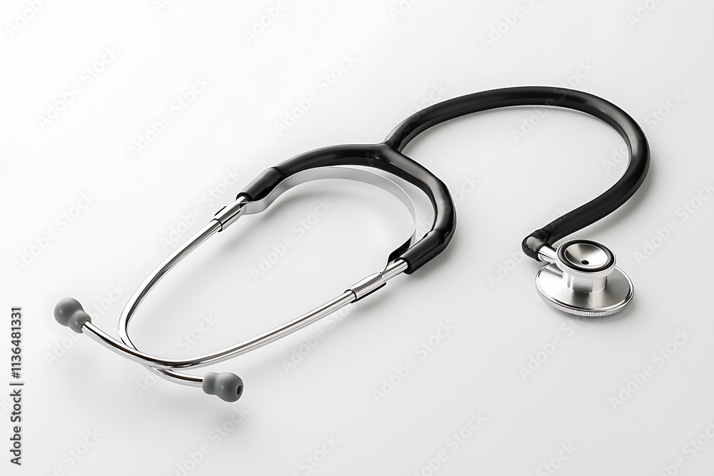 Stethoscope and apple on white background, symbolizing medical care. Stethoscope and apple on white background, symbolizing medical care.