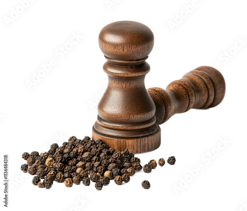 Pepper Grinder for Freshly Ground Spices - Isolated on White Background