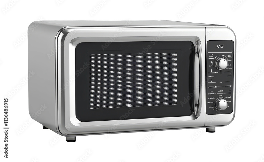 Modern Silver Microwave on Transparent Background Modern Silver Microwave on Transparent Background