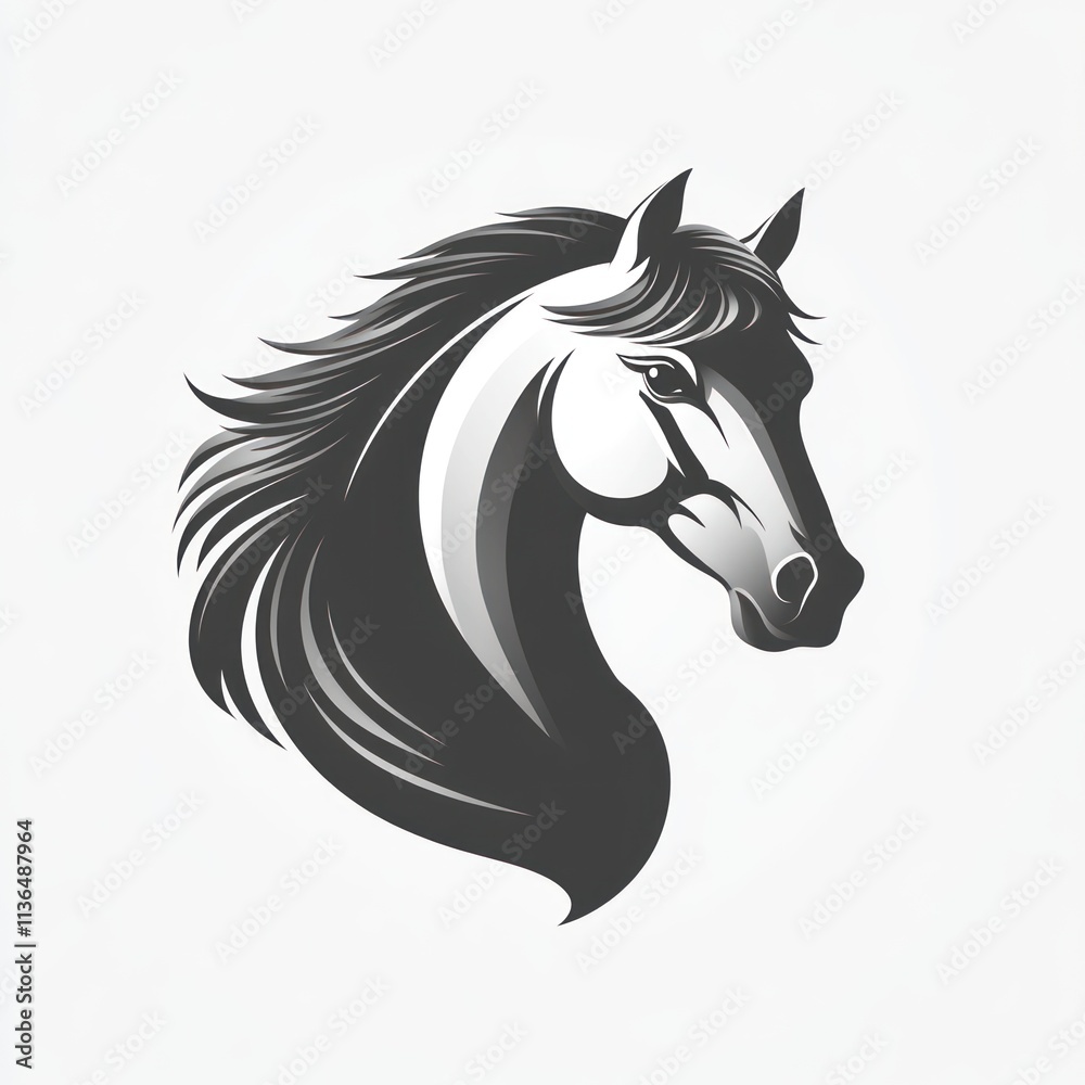 Monochrome horse head illustration. Monochrome horse head illustration.