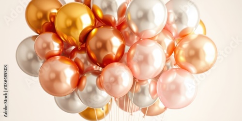 Wallpaper Mural A cluster of metallic balloons in shades of rose gold, champagne, and silver, perfect for celebrations and festive events Torontodigital.ca