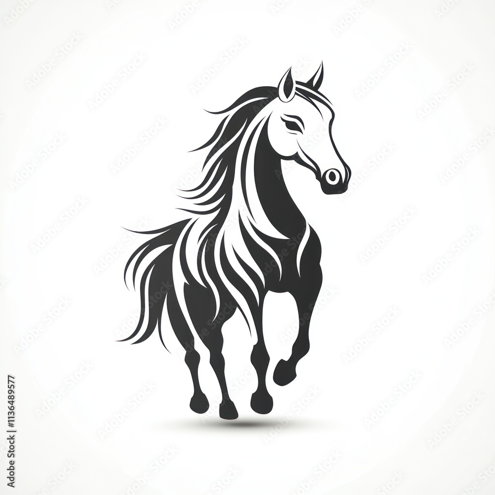 Elegant black and white stylized horse illustration. Elegant black and white stylized horse illustration.