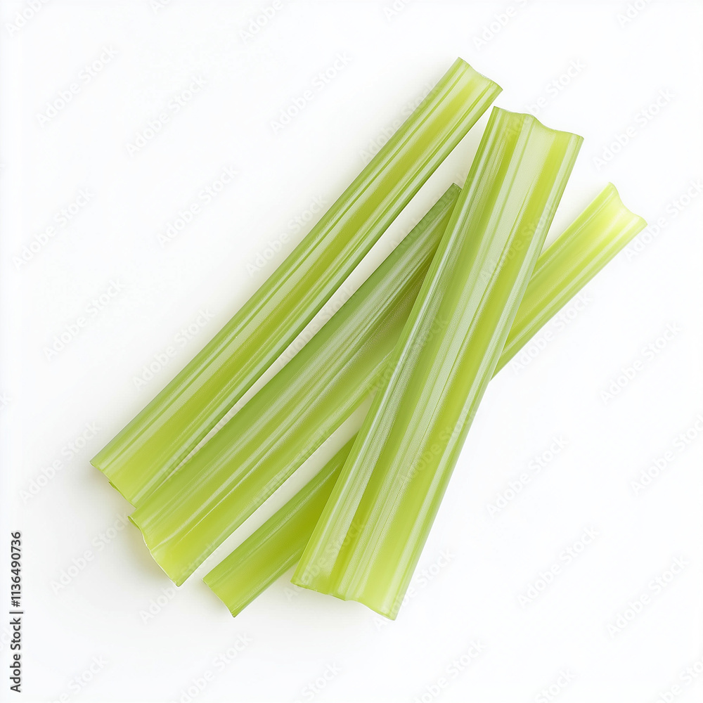green celery on a white background green celery on a white background