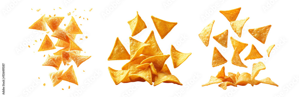 Crispy Tortilla Chips Against Transparent Background Crispy Tortilla Chips Against Transparent Background