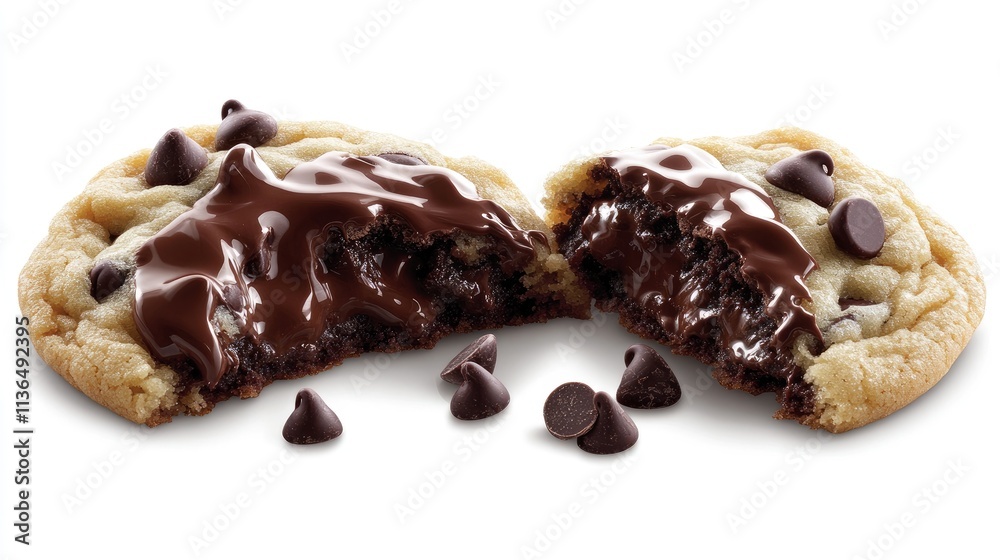 Deliciously Soft Chocolate Chip Cookie with Melted Chocolate Center Deliciously Soft Chocolate Chip Cookie with Melted Chocolate Center
